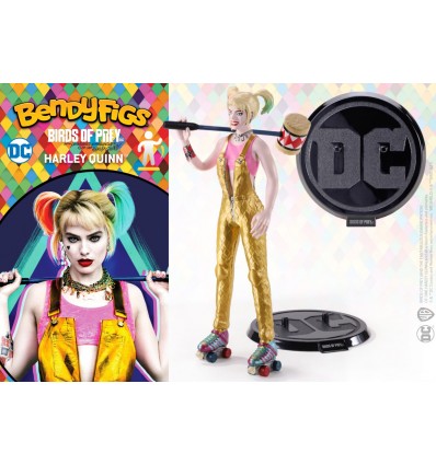 NOBLE COLLECTION - DC - BENDYFIGS - HARLEY QUINN WITH MALLET (BIRDS OF PREY) FIGURA