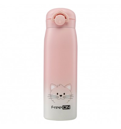 FreeON termo steklenička 480 ml muca pink