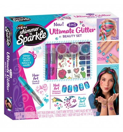 Crazart set 3v1 za telo, nohte in lase Ultimate Glitter