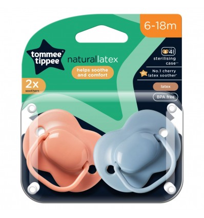 Tommee Tippee tolažilna duda - lateks , cherry, 6-18m, 2/1