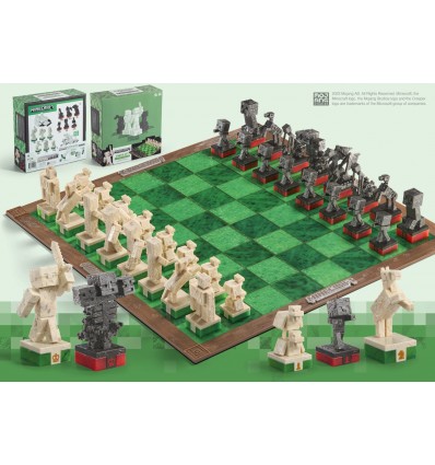 NOBLE COLLECTION – MINECRAFT – OVERWORLD HEROES VS. HOSTILE MOBS CHESS SET