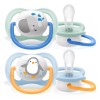 Avent tolažilna duda - silikon ultra air, 0-6m, m, slon/pingvin, 2/1