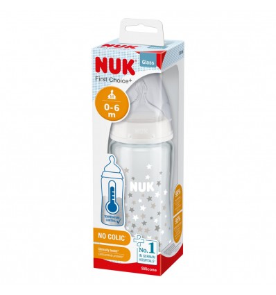 Nuk steklenička steklena FC+ 240 ml, 0-6 m