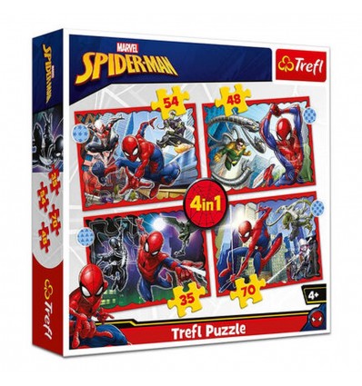 Trefl 4v1-35, 48, 54, 70 -delna sestavljanka Spiderman