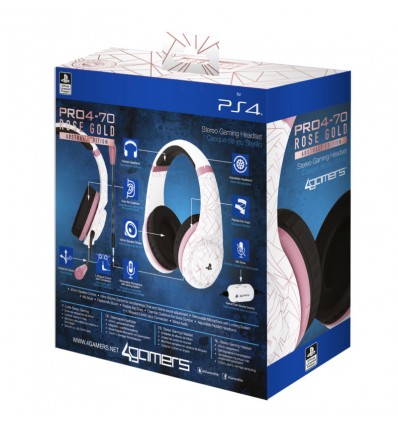 4GAMERS PS4 STEREO GAMING HEADSET ROSE GOLD EDITION - ABSTRACT WHITE