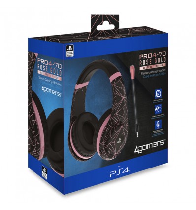 4GAMERS PS4 STEREO GAMING HEADSET ROSE GOLD EDITION - ABSTRACT BLACK