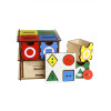 Otroška razvojna igrača Predalnik - kocka za like in barve