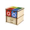 Otroška razvojna igrača Predalnik - kocka za like in barve