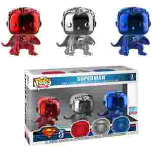 FUNKO POP MOVIES: JUSTICE LEAGUE 3PK SUPERMAN (LANDING) (CHROME) CONVENTION 2018