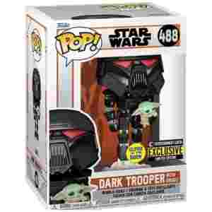 FUNKO POP STAR WARS: THE MANDALORIAN DARK TROOPER WITH GROGU - slika 3