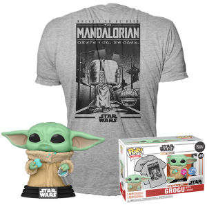 FUNKO POP & TEE: MANDO - GROGU W/COOKIE
